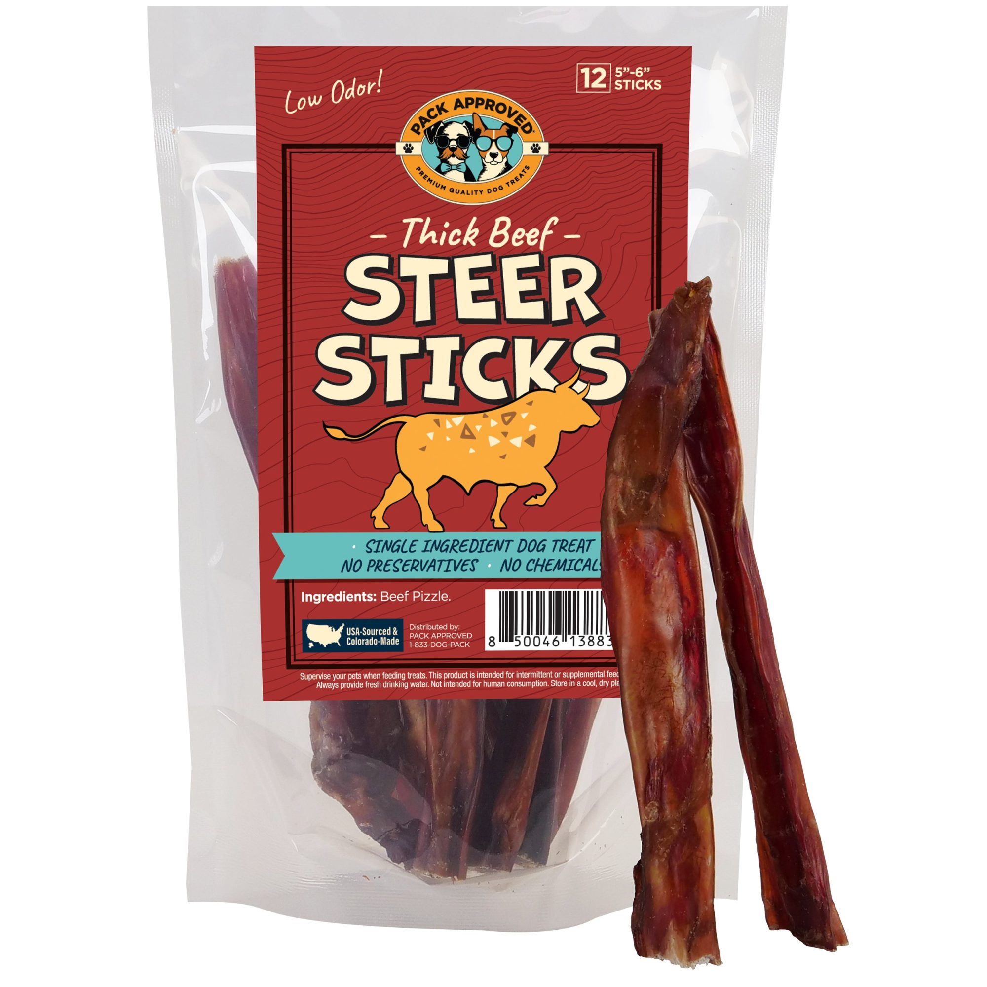 Pack Approved Thick Steer Bully Sticks, 5-6" (12ct)