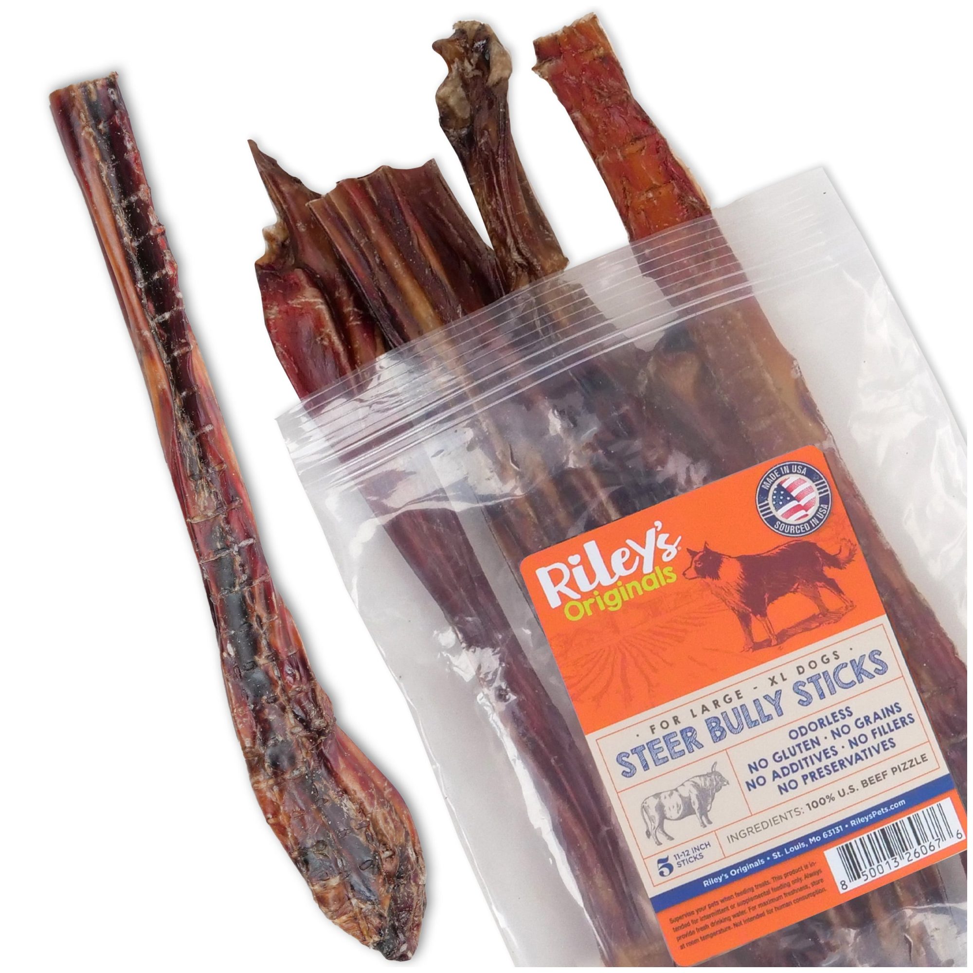12" Steer Bully Sticks for Large to XL Dogs (5 ct)